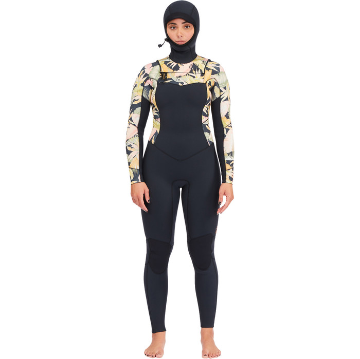 2022 Billabong Frauen Salty Dayz 4/3mm Brustreiverschluss Mit Kapuze Neoprenanzug F44F11 - Jungle Night